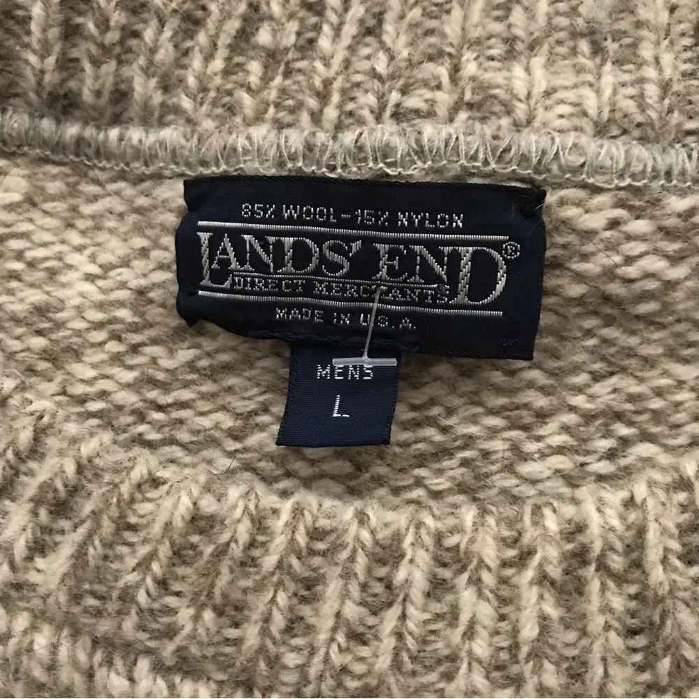Vintage! Lands' End Men's Crewneck Sweater in Heather Taupe Blend - Picture 3 of 5